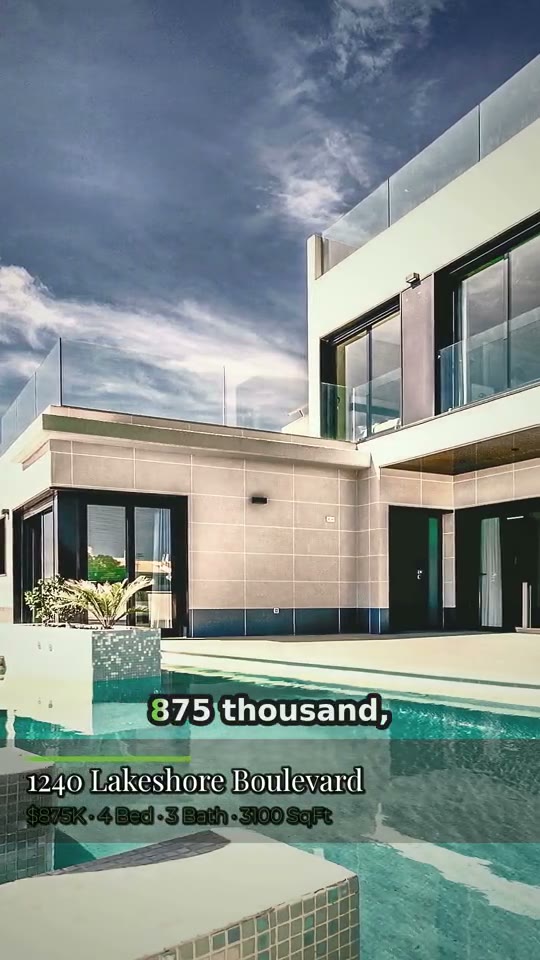 PropReel listing reel — modern white villa with a pool