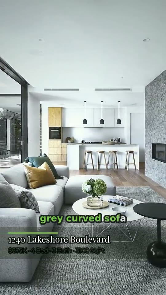 PropReel listing reel — open-plan living room and kitchen