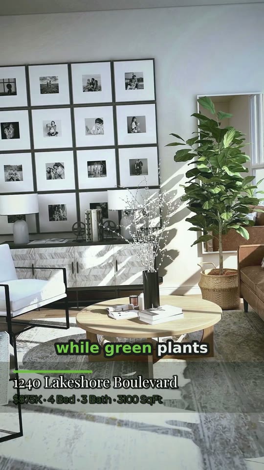 PropReel listing reel — living room with a gallery wall